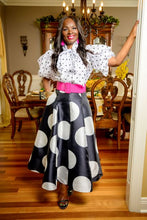 Load image into Gallery viewer, Black and White Polka Dot Skirt
