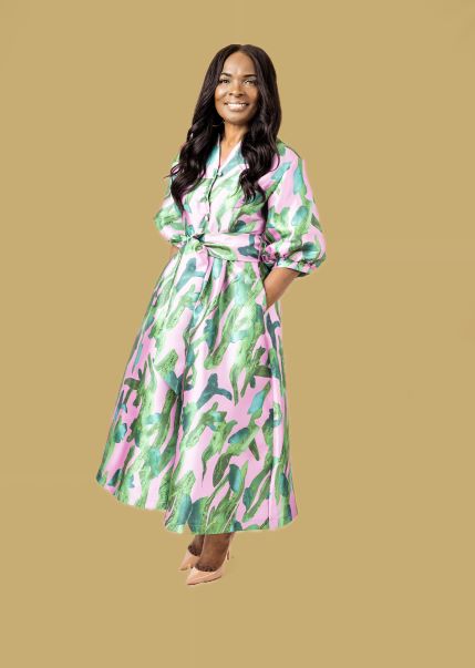 First Lady Dress In Green & Pink Pattern Classy Collection Boutique First Lady Dress In Green & Pink Pattern Classy Collection Boutique
